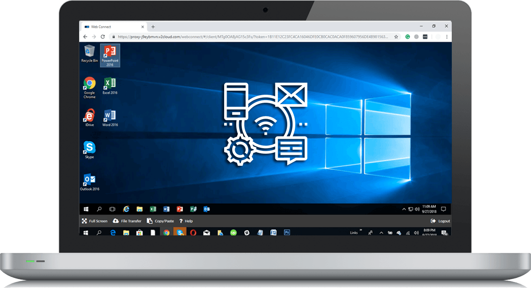 cloud-desktop-azure-remoteapp Laptop screen showing a cloud desktop with an icon about azure remoteapp