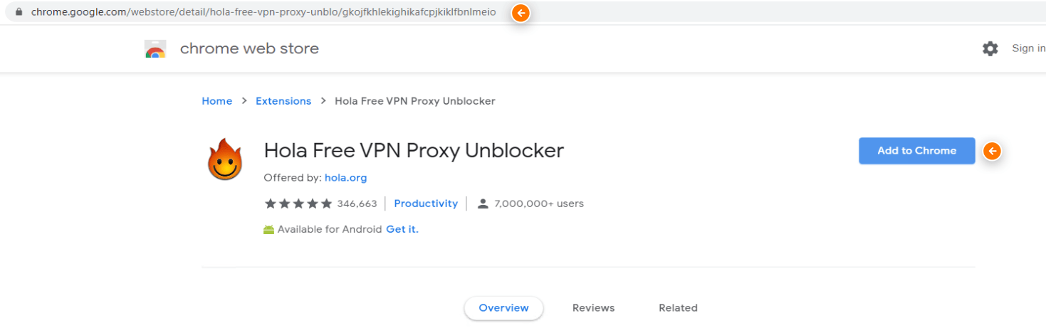 hola vpn extension chrome
