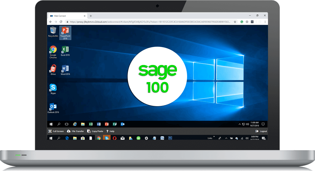laptop with sage 100 cloud hosting on it