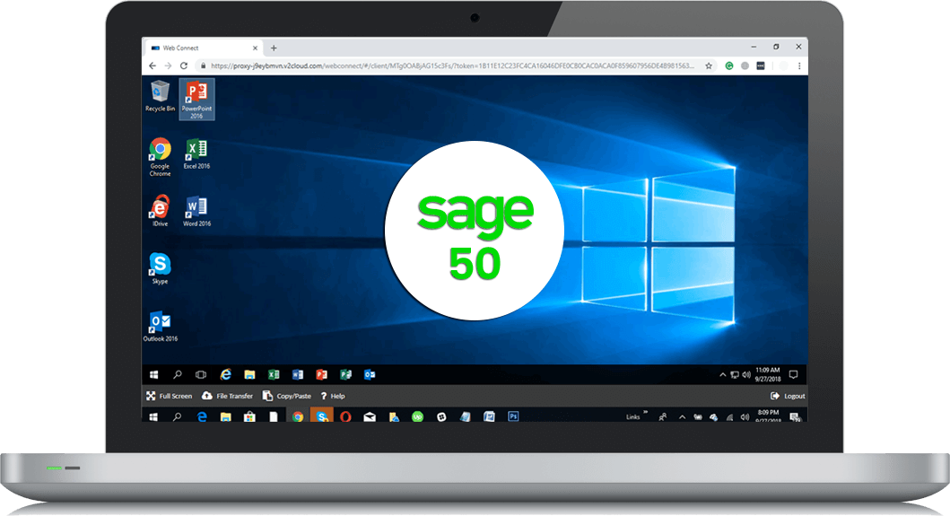 laptop opened with sage 50 cloud hosting