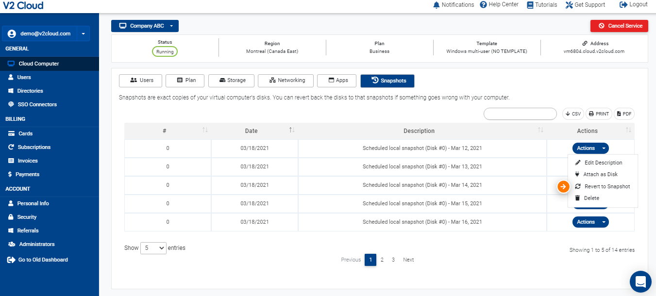 How to the Manage Backups of your Cloud Computer? | V2 Cloud